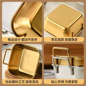 Plateau carré en acier inoxydable avec poignées 20x15cm, plat de service pour hôtel, pour snacks, desserts, frites, poulet frit - Product Image 5