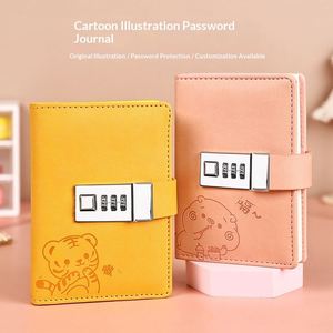 Carnet magnétique A7 en cuir PU, best-seller, avec verrouillage par mot de passe, pages lignées, logo personnalisé, mini-agenda étudiant, 100 feuilles - Product Image 2
