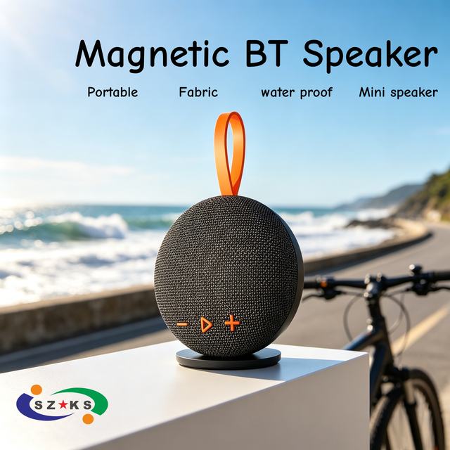 2026 New Fabric Mini BT Speaker 6W Output 600mAh Built-in Battery USB Magnetic Absorb Waterproof Portable Wireless Outdoor