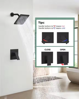 Robinet de douche à effet pluie en laiton noir mat à fonction unique contemporain Poignée carrée Vanne en céramique Core Pause Jet Soft Hotels