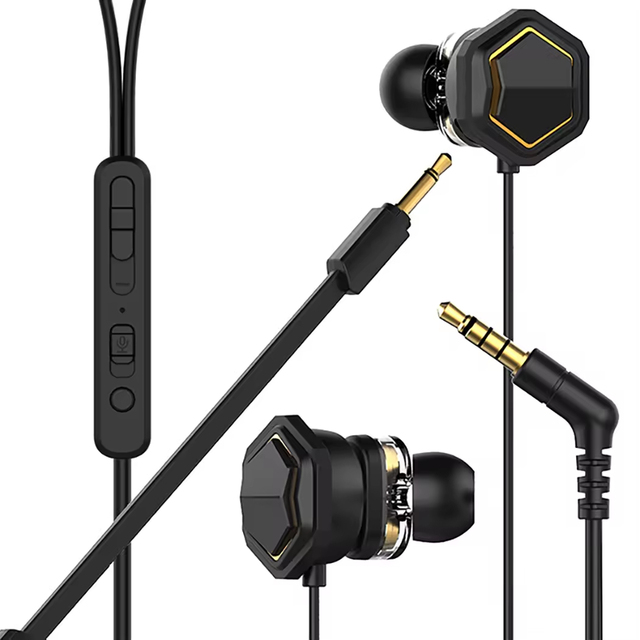 Cool Wired In-ear Gaming Headphones Stereo Sound Wired Earbuds Music Connector USB-C High Quality Dual Driver Wired Earbuds