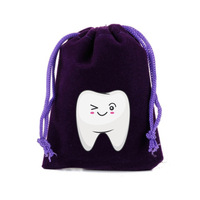 Mini sac conteneur de dents de lait écologique sac cadeau velours dents fée pochette bébé sac à cordon souple avec impression