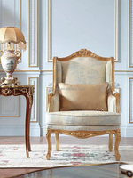 Fauteuils sculptés à la main de style européen de luxe personnalisés avec dossier haut fauteuil canapé feuille d'or