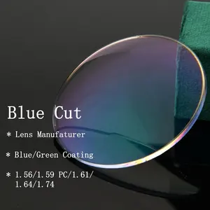 Danyang Lentilles ophtalmiques optiques Cr39 Lentille bloquant la lumière bleue Lunettes Lentilles de lunettes ophtalmiques 1.56 Coupe bleue