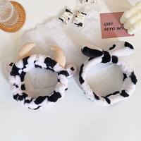 Jiamu Coréen Ins Style 3D Vache Cheveux Sangle Super Doux Mignon Blanc et Noir Corne Maquillage Bandeau Femmes En Peluche Cheveux Accessoires