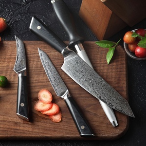 Cuchillo de Chef Kiritsuke Santoko, Núcleo de Acero VG10, Hoja de Acero de Damasco de 67 Capas para Cortar Carne, Mango de Madera - Product Image 3
