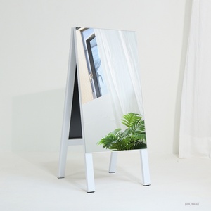 Advertising Outdoor Display Stainless Steel A-Frame Sidewalk Sign Stand <b>Mirrored</b> a Frame Sign Board for Shop Storefront - Product Image 3