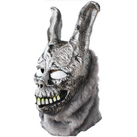 Masque en latex Evil Rabbit argenté pour Halloween, idéal pour les fêtes, le cosplay, la décoration de bar, avec illusion de tête d'animal et d'effigie de lapin mort.