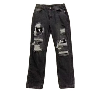 DENIMGUYS, pantalones vaqueros rasgados de talla grande para hombre, parche personalizado, estilo callejero Hip Hop, pantalones vaqueros desgastados holgados Vintage para hombre - Product Image 1