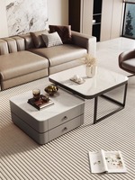 2025 Table à thé de luxe moderne pour petits appartements plaque de roche carrée et meuble TV Combo pour salon pour nouvelle maison