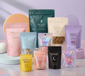 Bolsas de Mylar con Holograma Impresas Personalizadas, con Ventana Transparente, Autosellables, Iridiscentes, para Maquillaje, Regalos Pequeños y Dulces - Product Image 4