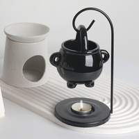 Décoration d'Halloween : Brûleur d'huile suspendu, chauffe-cire et diffuseur d'huiles essentielles pour bougies chauffe-plat, thème Sorcières et Sorcellerie, pour les fêtes