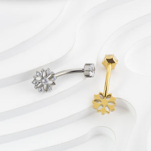 Титановый пирсинг для пупка с внутренней резьбой, в форме подсолнуха, с цирконием, украшение для подарков - Product Image 4