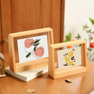 Personnaliser cadre photo de table en bois <span class=keywords><strong>double</strong></span> face <span class=keywords><strong>support</strong></span> d'affichage de cartes cadre photo trapézoïdal avec verre acrylique - Product Image 5