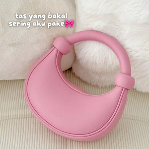 Tas Wanita Kasual Modis Populer 2024 Baru, Tas Selempang Mini Lipat Vegan Warna Pink, Tas Jinjing Tunggal - Product Image 3