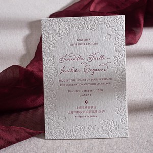 Sang Trọng 400G Bông Dập Nổi Debossed Thiệp Mời Đám Cưới Bán Buôn Thanh Lịch Tùy Chỉnh Thiết Kế Thiệp Mời Thẻ Cho Đám Cưới Đảng - Product Image 3