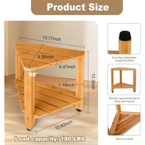 Bangku sandaran kaki kayu bambu permukaan Eco, bangku sandaran kaki untuk sandaran kaki pencukur tahan air - Product Image 5