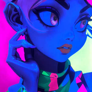 Impresión de Arte de Tinta de Neón de Anime Personalizada, Póster de Papel Fluorescente, Impresiones de <span class=keywords><strong>Manga</strong></span>, Ilustración Digital, Decoración de Pared para el Hogar del Artista - Product Image 3