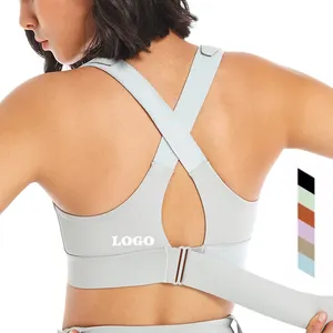 新款上市高品质女性背部可调高冲击健身瑜伽文胸健身房文胸运动文胸带拉链