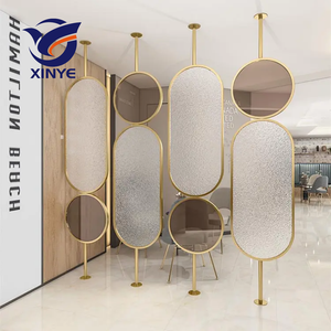 Divisor de Espacios Moderno, Decorativo, Plegable, Transparente, de Metal, Forma Ovalada, Panel de Acero Inoxidable con Espejo de Vidrio <span class=keywords><strong>para</strong></span> Hotel - Product Image 6