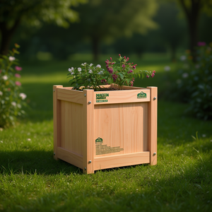 Jardinera de Madera Maciza Balsam Hill, 15.7x15.7x15.7 Pulgadas, Cuadrada, Rústica, para Uso en Exteriores - Product Image 2