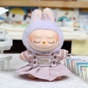 Labubu <b>Doll</b> Clothes 17cm Striped Sweater Denim Skirt Set For Plush Toy Accessories - Product Image 3