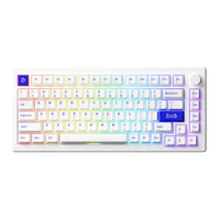 Akko MOD 007B PC Blue White OEM Mechanical Keyboard PBT Keycaps Multi-mode Hot-Swappable RGB Backlit Custom 75% 3600mAh Battery