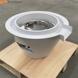 Mesa Redonda de Acero Corten Blanco para Fogatas al Aire Libre con Fuente de Cascada y Calentador, Ecológica, para Eventos en el Patio - Product Image 3