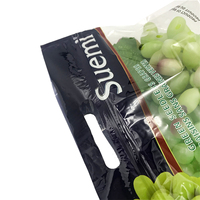 Sac d'emballage en plastique pour raisins, vente en gros d'usine, avec trous d'aération, micro-perforation, fermeture éclair