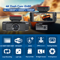 Caméra embarquée 4K 4 canaux avec vision 360° fisheye, WiFi, application, écran IPS 3,18 pouces, enregistreur vidéo de voiture, moniteur de stationnement, ADAS, caméra de tableau de bord 4K