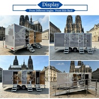 Remorque toilettes portables 5 postes avec rampe pour fauteuil roulant, essieu tandem, unité de toilettes mobiles pour la location événementielle