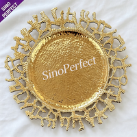 Assiette de Présentation Ronde Scintillante en Plastique Effet Rayon de Soleil, Vaisselle Populaire Texturée et Étincelante pour Présentation de Table de Fêtes et Mariages