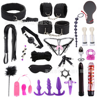 Delove BDSM 26 PCS Set Perlengkapan Bondage Mainan Seks Pasangan Gay Aksesoris Erotis Borgol Seksi Kerah Permainan Dewasa Fetish untuk Wanita