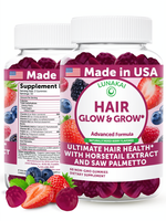Lunakai USA Made Vegan Super Hair Gummies Biotin Zinc Horsetail Extract Saw Palmetto Vitamines pour la croissance des cheveux Femmes Hommes Soutien Capillaire