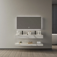 Meuble sous-vasque de salle de bain moderne de luxe Ovale Rectangulaire Marbre Pierre Couleur Blanc Armoires en céramique