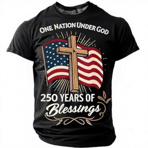 T-shirt da uomo in poliestere traspirante con stampa <span class=keywords><strong>3D</strong></span> vintage per il 250° anniversario degli Stati Uniti, con grafiche, a maniche corte, ad asciugatura rapida - Product Image 3
