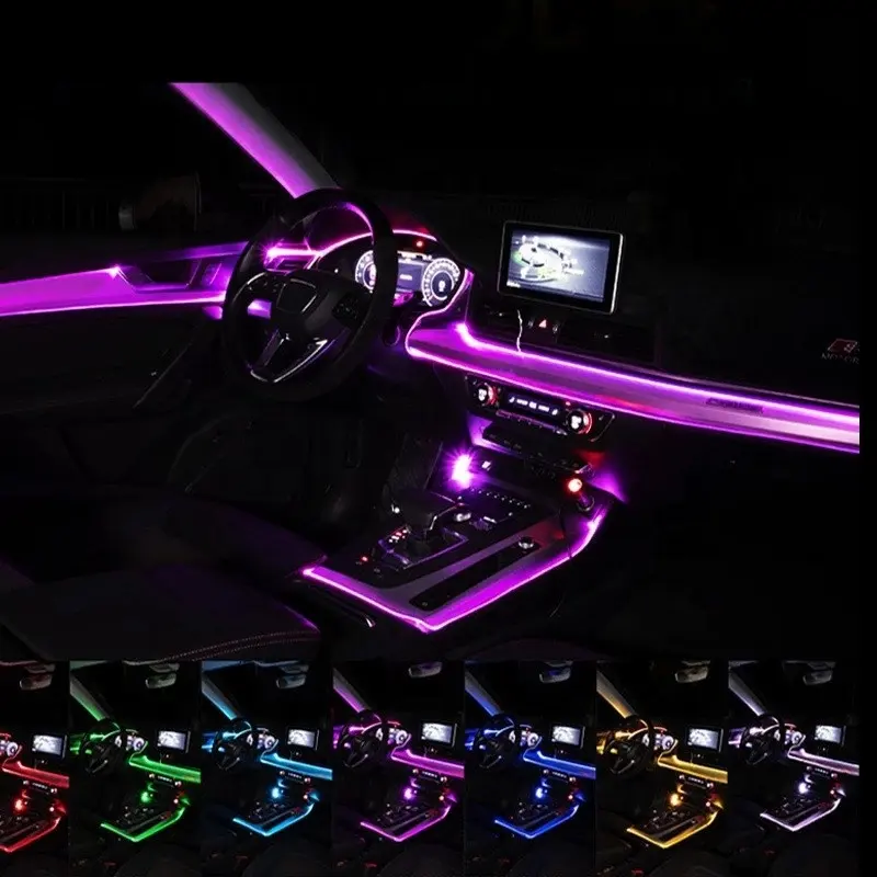 5m carro levou néon interior carro atmosfera luz tira multi-color carro luz fria ambiente luzes