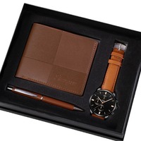 Reloj de Cuarzo de Moda para Hombre, Venta al por Mayor, Reloj Casual para Hombre, Juego de Carteras y Bolígrafos, Regalos para Días Festivos
