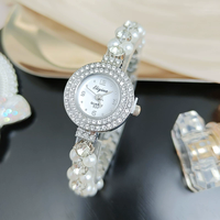 Montre pour femme avec cadran hexagonal en strass et perles, pour fête, cadeau d'anniversaire N2606047