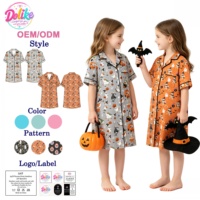 Robe de nuit d'Halloween en bambou à volants pour filles, robe de nuit d'Halloween pour tout-petits, robe de nuit de fête pour enfants