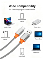 Connecteur en alliage d'aluminium, câble de charge USB Type C durable, prise en charge de l'emballage personnalisé