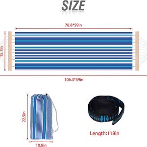 Hamaca para Exteriores Woqi de 78.8x59 Pulgadas, Portátil, para Camping, con Rayas Azules, Tela de Poliéster y Algodón, con Barra para Colgar - Product Image 1