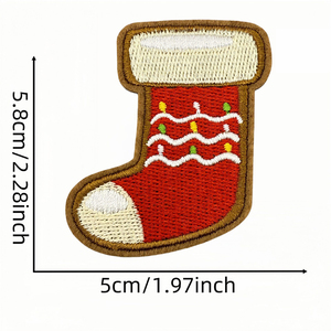 Parches Bordados Termoadhesivos de Hombre de Jengibre Navideño, Apliques Personalizados de Casa, Árbol y Calcetín de Navidad para Decoración de Ropa y Mochilas - Product Image 4