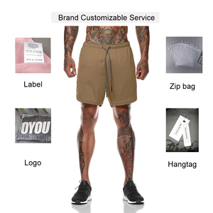 <span class=keywords><strong>M</strong></span>-4XL камуфляжные брюки цвета хаки с логотипом под заказ, мужские спортивные шорты для занятий в спортзале с карманами - Product Image 2
