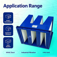 Filter Udara V Bank V Cell Hepa Compact Rigid Cell FiberGlass Daya Serap Debu Tinggi 24x24x12 MERV13 Merv15 H13 untuk Sistem HVAC AHU