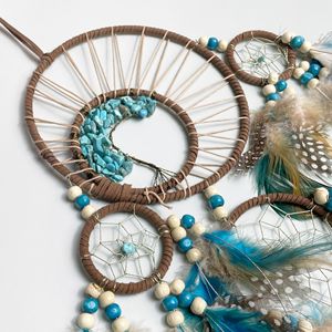 <span class=keywords><strong>Atrapasueños</strong></span> Turquesa, Árbol de la Vida Indio, Adorno Colgante, Campana de Viento con Plumas Coloridas, Decoración de Pared - Product Image 2