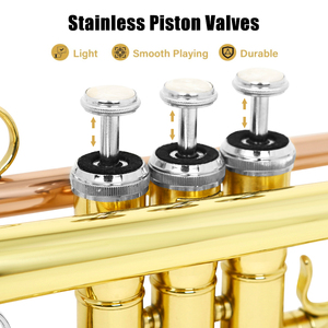 MBAT Instruments <span class=keywords><strong>de</strong></span> cuivre : Ensemble <span class=keywords><strong>de</strong></span> <span class=keywords><strong>trompette</strong></span> Bb pour étudiant, multicolore, standard, pour débutant, avec support double, étui et support - Product Image 3