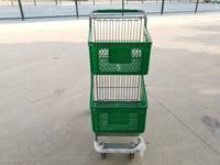 DIKA DK-PT-4 Chariot de courses pliable portable à 2 niveaux avec roues, surface en plastique