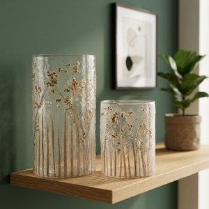 Decorative Handmade Lightweight <b>Glass</b> <b>Hurricane</b> <b>Candle</b> <b>Holder</b> Ribbed Floral Lantern for Pillar <b>Candle</b> Home Wedding Table Decor - Product Image 3