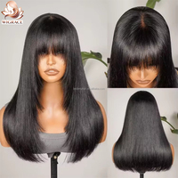 Perruque frontale en dentelle HD 13x4 à coupe dégradée avec frange, cheveux humains brésiliens vierges alignés sur les cuticules, perruque ultra-lisse en gros